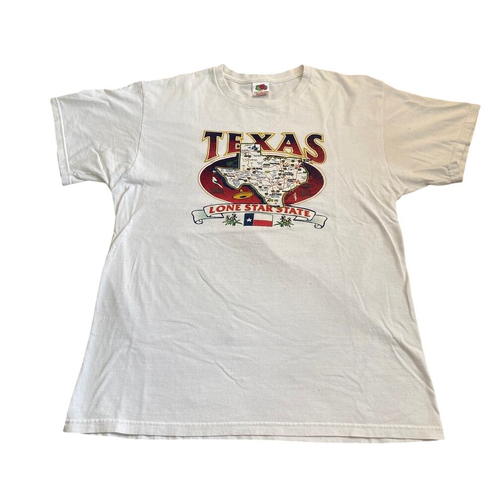 Vintage 90s Texas Lonestar State T Shirt White Adult L White Short Sleeve